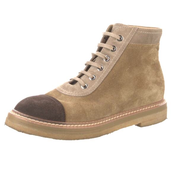 Chanel 2017 Interlocking CC Logo Two Tone Suede Lace-Up Ankle Boots Size IT 38 - Picture 1 of 16